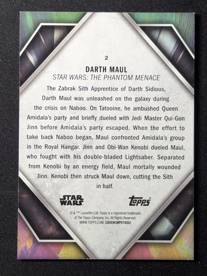 2024 Topps Star Wars Masterwork - Darth Maul #2 Blue - Image 2 of 2