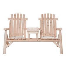 Wood Adirondack Patio Fire Pit Chair Bench with Center Coffee Table Outdoor Deck