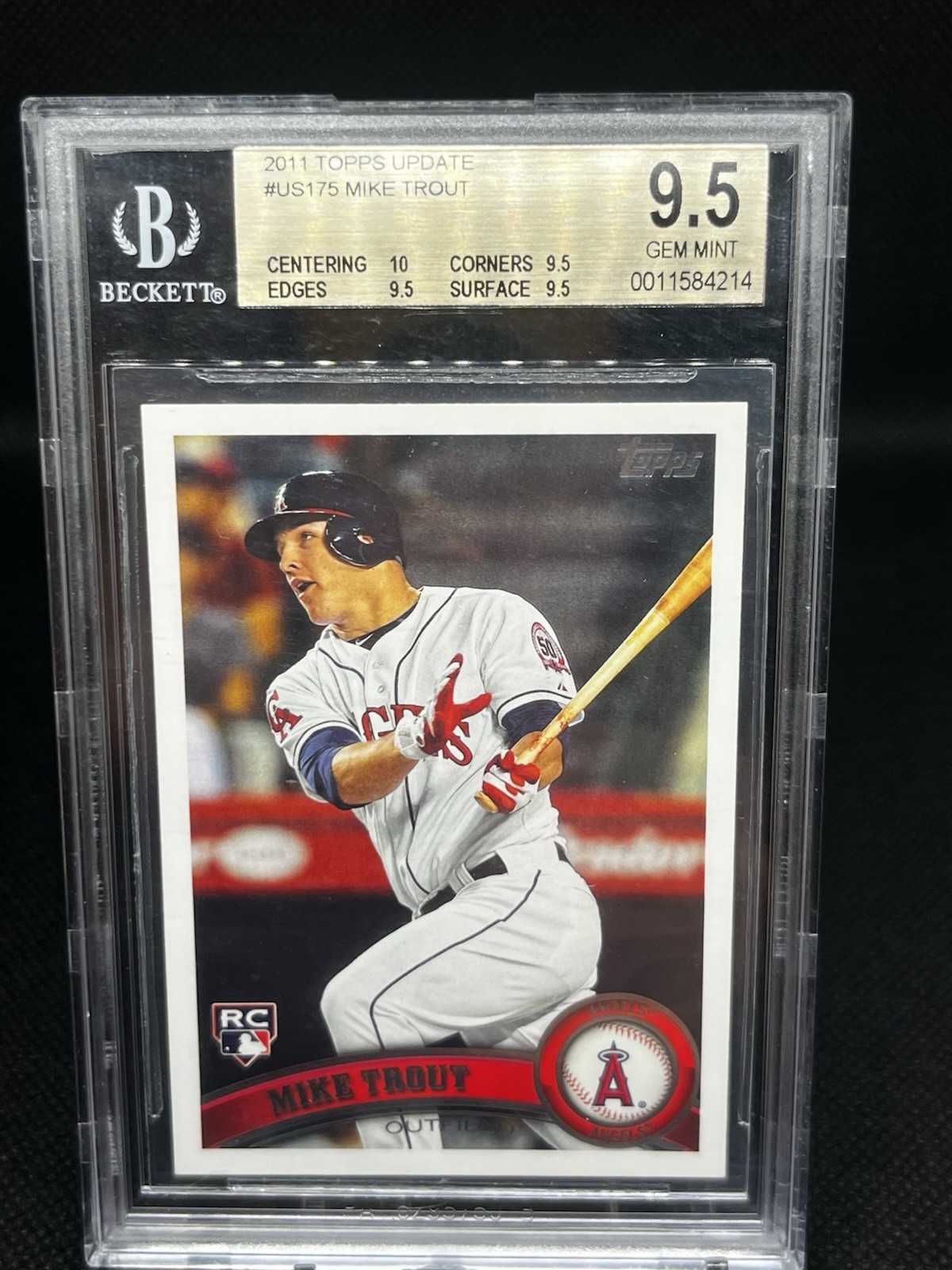 Mike Trout #US175 Rookie BGS 9.5 True Gem Plus w 10 Sub Topps 2011 Update Series