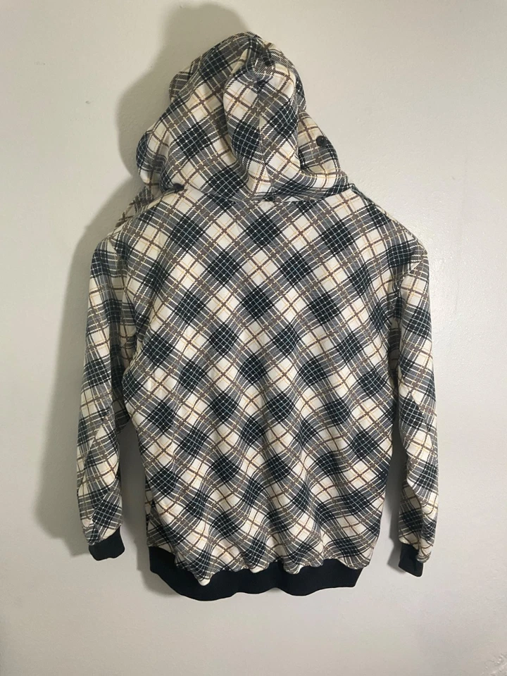 Chaqueta South Pole XL a Cuadros con Capucha y Cremallera con Forro de Vellón - Beige y Negro Patt Foto 3 de 3