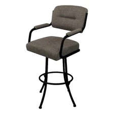 Tobias Designs 30" Swivel Metal & Fabric Bar Stool in Black and Brown