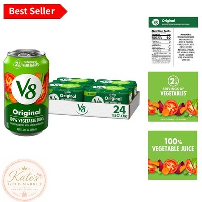 24 Cans of 100% Vegetable Juice, 11.5 fl oz - Gluten-Free & No Added Sugar