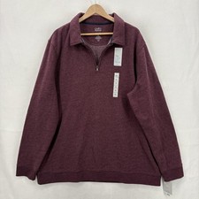 Croft  Barrow Sweatshirt Mens 2XL Burgundy Extra Soft Fleece Quarter Zip Cozy