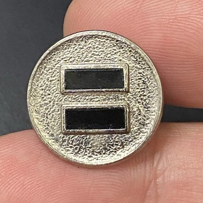VTG Equal Sign Symbol Two Black Bars Silver Tone Hat Lapel Pin 