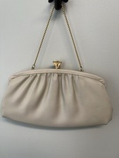 Vintage Clutch Purse Beige w/ Chain