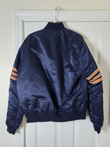 Vintage Starter Chicago Bears Satin Bomber Jacket Men's Size Large Blue - Picture 3 of 5