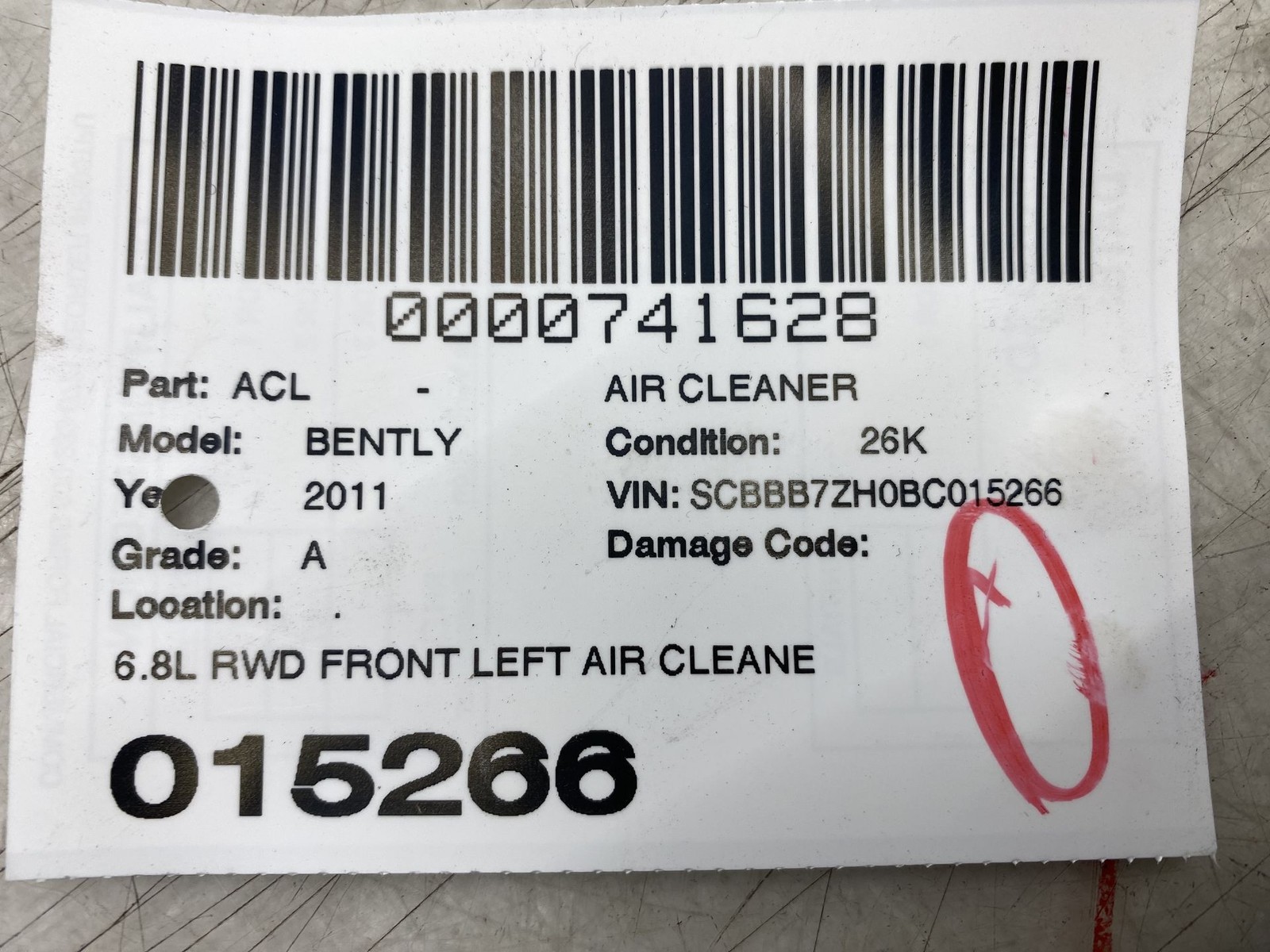 2010-2020 BENTLEY MULSANNE 6.8L RWD FRONT LEFT AIR FILTER HOUSING TUBE 3Y0129568