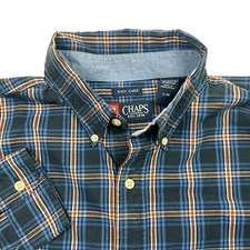 Chaps Ralph Lauren Shirt Mens Large Blue Plaid Long Sleeve Classic Button Down