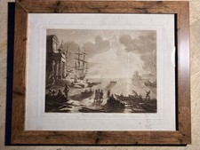 Antique 1825 Georgian Era Mezzotint Engraving AFTER CLAUDE LORRAINE. Framed. 
