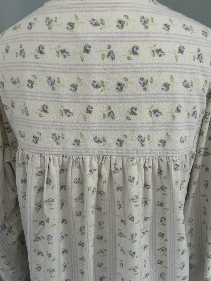 ADONNA Cotton Floral Nightgown Vintage Cottagecore Prairie Long sleeve Lace Lrg - Image 4 of 4