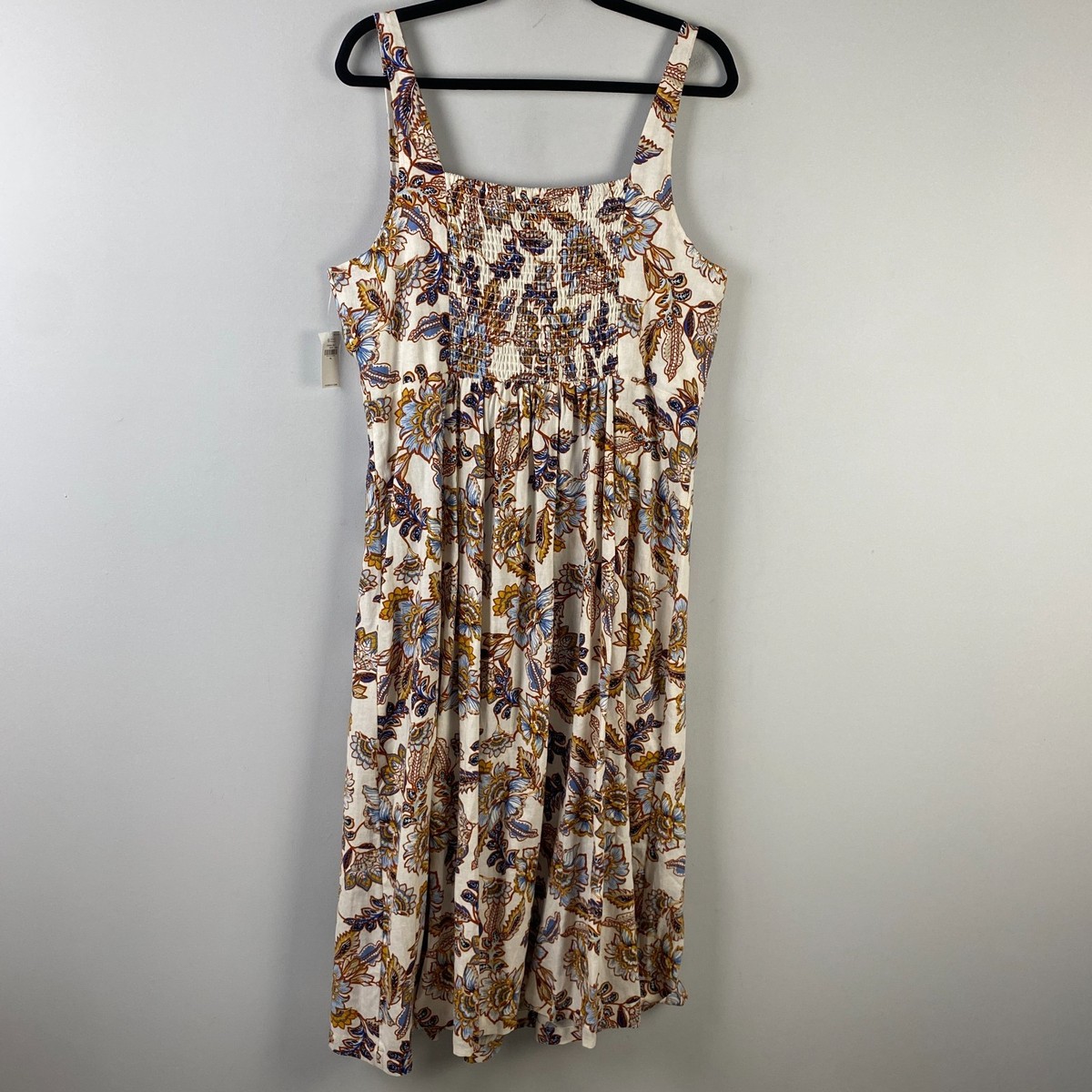 Old Navy Fit & Flare Linen-Blend Cami Midi Dress Size XL Floral Sleeveless  | eBay