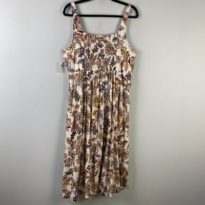 Old Navy Fit & Flare Linen-Blend Cami Midi Dress Size XL Floral Sleeveless  | eBay