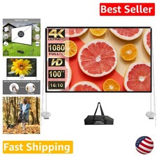 Aluminum 100" 4K HD Outdoor Projector Screen - Portable 16:10 Theater