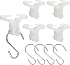 15 Pcs White Grid Clips Drop Ceiling Hanger with 15 Pcs Metal S-Hooks for Offic