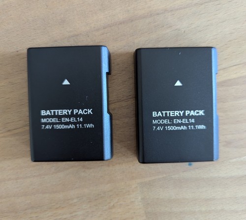 Two pack lithium ion battery pack Model EN-EL14 7.4V 1500mAh 11.1Wh