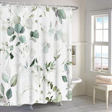 72X72 Inches Eucalyptus Leaf Shower Curtain Abstract Green Watercolor Sage Vine