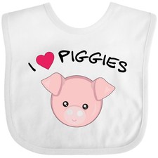 Inktastic I Love Piggies With Cute Pig Baby Bib Farm Animals Pigs Fun Heart Hog