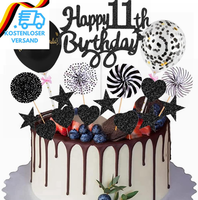 Happy 11Th Birthday Tortendeko Schwarz Tortendeko 11 Geburtstag Deko Kuchen Topp