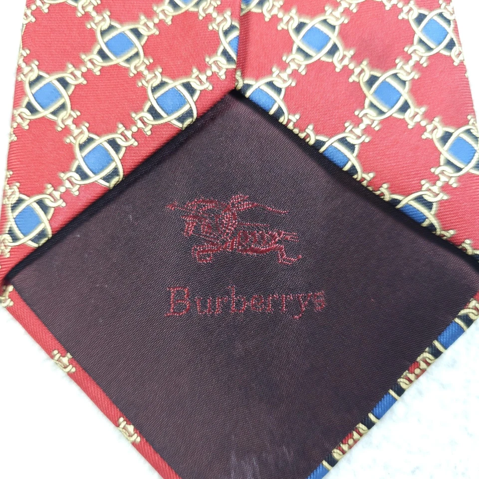 Corbata vintage Burberrys de seda geométrica para hombre hecha en Francia clásica años 90 Foto 4 de 4