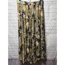 VTG Dark Floral Maxi Skirt Sz L Whimsigoth Fairy Grunge Patchwork Witchy