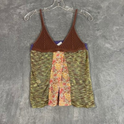 Vintage Stefanel Babydoll Cami Top Womens M Crochet Silk Blend Boho Maximalist