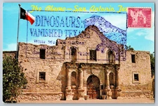 #1043 The Alamo Maxi Card w/ Dinosaur Pictorial Cancel