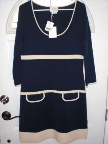 KATE SPADE NEW YORK "Cathie Sweater Dress" NWT Size L Navy & Off White