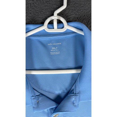 Van Heusen Light Blue Men's Polo Shirt Big & Tall Striped Short Sleeve 3XLT - Picture 3 of 8