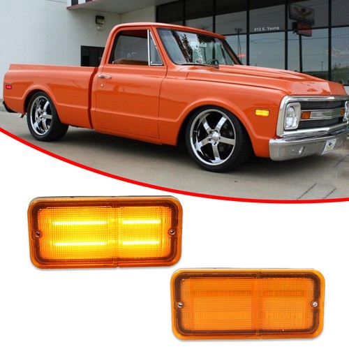 For 1968-1972 Chevy GMC Truck Standard Front Amber LED Side Marker Lights 2PCS - Picture 2 of 11
