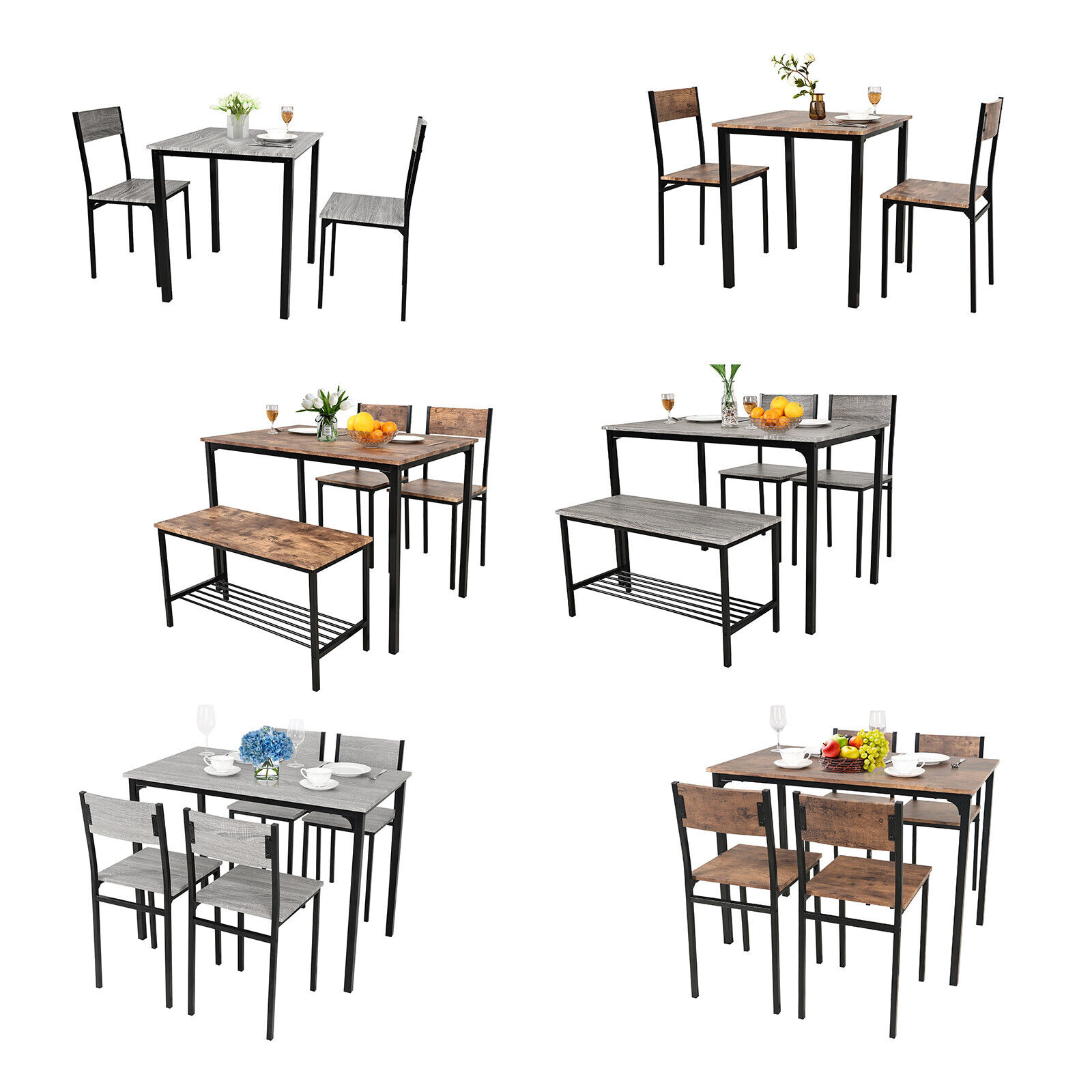 AMZSEW Square Dining Table And Chairs Set, Modern Conference Table And 4 Chairs Set, Set of 5 Small Space Modern Kitchen Table with Chairs for 4 People Restaurant (SECTIONA) 15 Modern 2/4 Seat Dining Table and Chairs Set Metal Wood Kitchen Home Restaurant