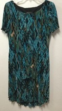 Connected Womens Dress Size 10 Blue Black Multicolored Abstract Pattern 156