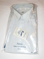 UNUSED VTG 1980s MEN'S ARROW BLUE/THIN WHITE STRIPES SHORT SLV SHIRT/POPLIN 16.5