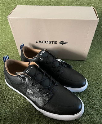 Lacoste Bayliss Leather Sneakers Fashion Shoes Black/White Men s Size 12