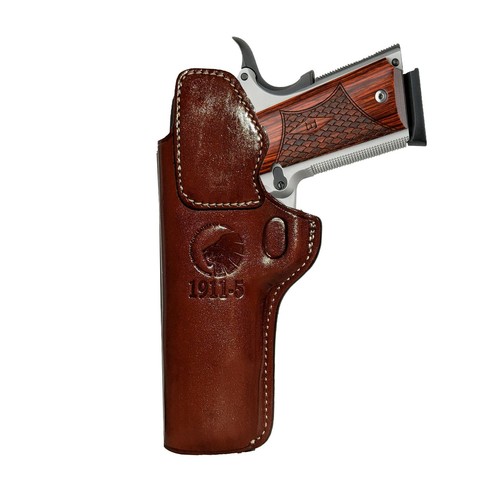 Colt 1911 IWB Concealed Carry Leather Gun Holster 5" - Picture 10 of 15