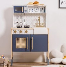 ROBOTIME Wooden Play Kitchen, Kids  Toddlers Kitchen Playset, Kids Play Kitc...