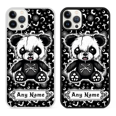 Personalisierte Handy-Hülle Emo Bär mit Namen für iPhone Punk Goth süß Teddy Geschenk
