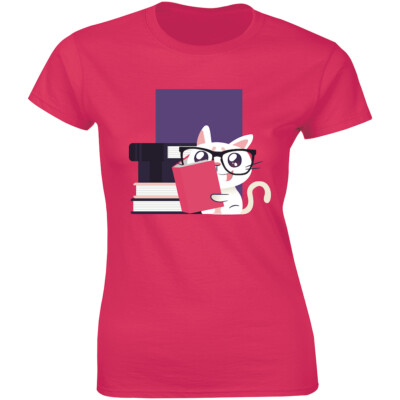 Funny Cat Loves Reading Books - Lovers Reading Kitty Cute Gift Women's T-shirt