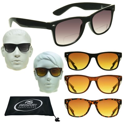 proSPORT Classic Horn Rim Retro 80s Tinted Bifocal Sunreaders UV400 +100 to +400