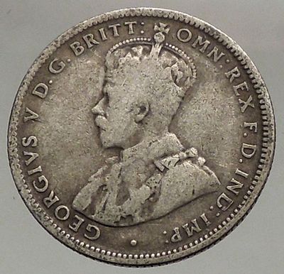 1912 AUSTRALIA 1 Shilling Antique SILVER Coin King George V Coat