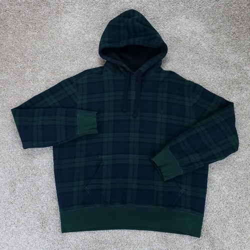 Polo Ralph Lauren Hoodie Mens Large Blue Green Blackwatch Tartan Plaid Pullover