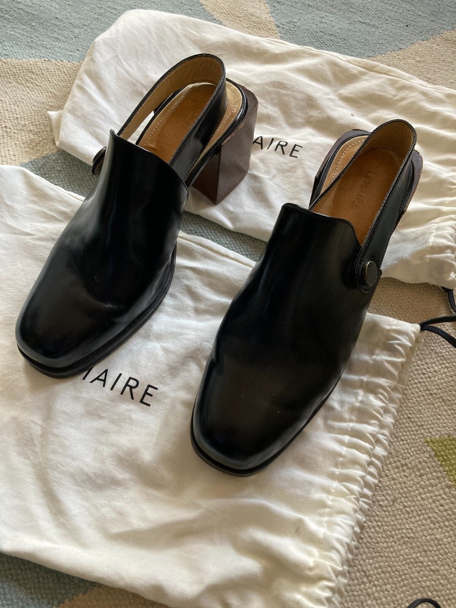 Lemaire Pre-Owned Square Toe Block Heel Slingback Mules