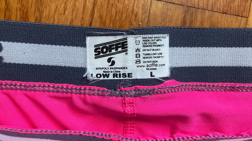 Soffe Girl's Compression Fit Dri Short Neon Pink Gun Metal L Large 12-14 Workout - Picture 2 of 6