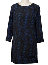 J CREW Blue & Black Print Gallery 3/4 Sleeve Shift Dress Women’s Size 2