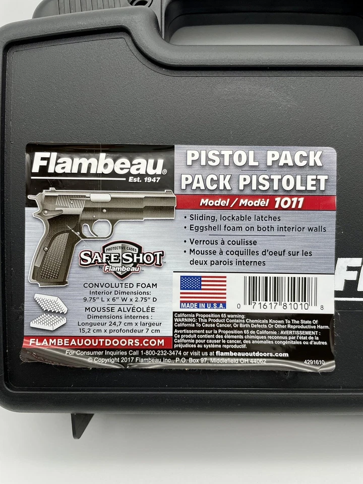 NEW Flambeau Safe Shot Pistol Case 10in Black Stackable Lockable, Eggshell Foam - Image 2 of 4