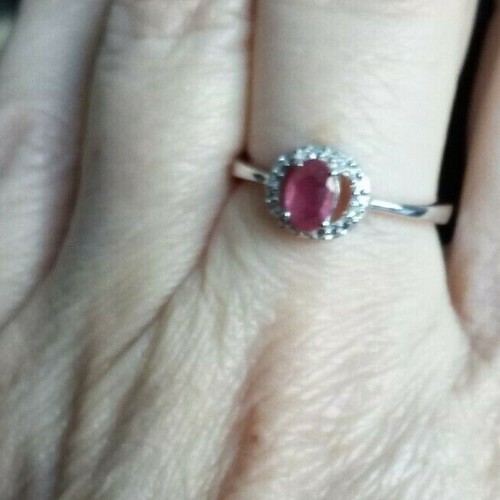 100% GENUINE MALAGASY RUBY RING WITH WHITE TOPAZ IN STERLING SILVER 0.46CTS. - Picture 3 of 11