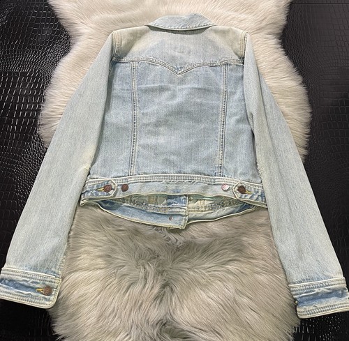 NWOT Vintage Abercrombie & Fitch Blue Denim Acid Wash Destressed Jacket Size L - Picture 10 of 12