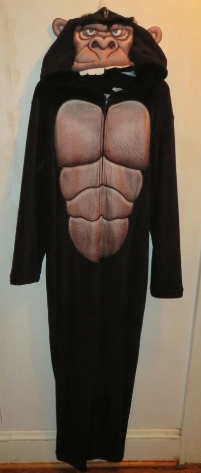 Briefly Stated Mens Med Fleece Gorilla Union Suit Hooded Pajamas Costume New WOT - Image 2 of 4