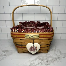 VINTAGE 1996 LONGABERGER BEE BASKET LIGHT THE FIRE WITHIN COMBO LINER PROTECTOR