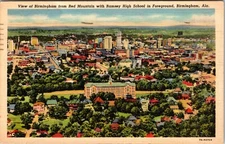 Birmingham Alabama View Of Ramsey HS. From Red Mountain Linen Card Posted 1941