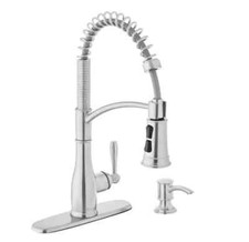 Glacier Bay Mandouri 1-Handle Kitchen Faucet with Soap Dispenser-Stainless Steel